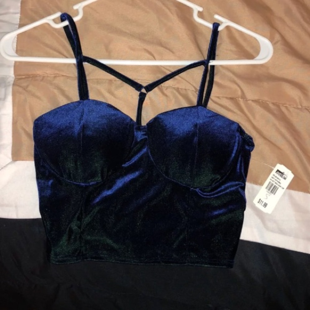 Blue velvet crop top